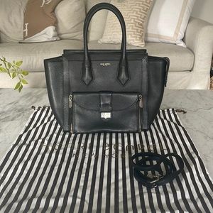 Henri Bendel Rivington tote handbag black leather, detachable clutch/Crossbody